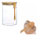 Kit 3 Potes de Vidro com Tampa de Bambu – 450ml