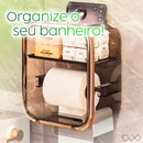 Organizador de Banheiro 2 em 1 – Estrutura Dourada com Porta-Papel