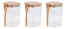 Kit 3 Potes de Vidro com Tampa de Bambu – 450ml