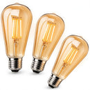 Kit 3 Lâmpadas LED Filamento Vintage ST64 4W — Luz Âmbar