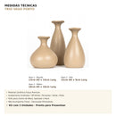 Trio de Vasos Garrafa de Cerâmica Decorativos