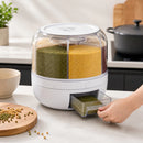Dispenser Premium de Alimentos 6 Divisões com Base Giratória