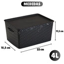 Kit 6 Cestos Organizadores Rattan com Tampa – 4L
