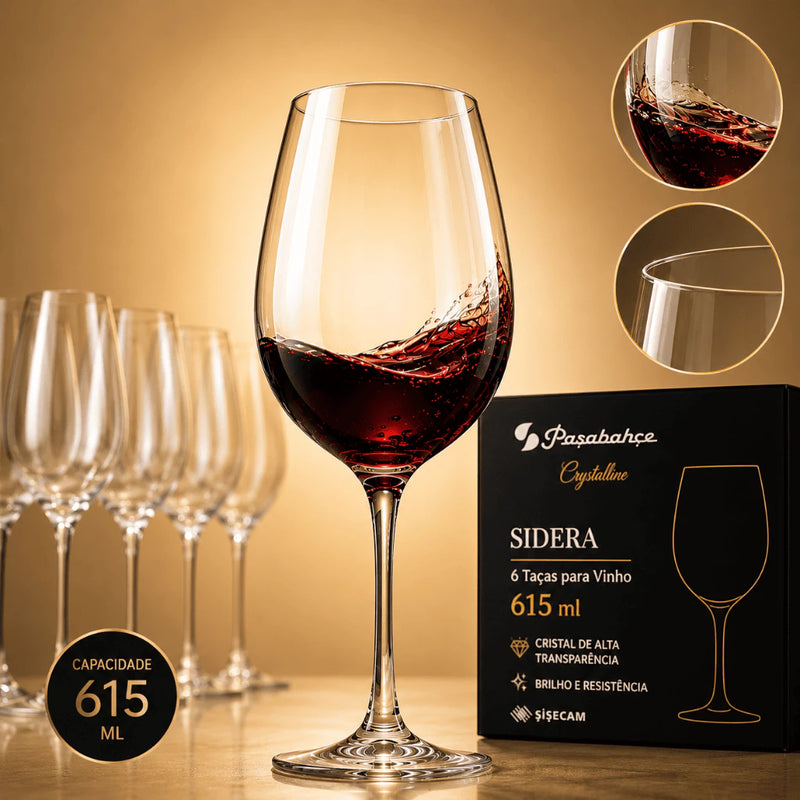 Kit 6 Taças de Cristal Premium 615ml